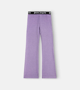 High-rise ribbed-knit flared pants
