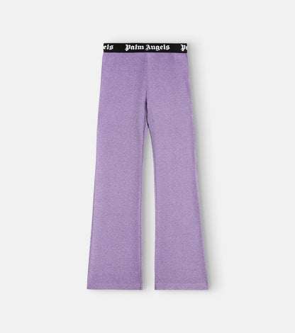 High-rise ribbed-knit flared pants