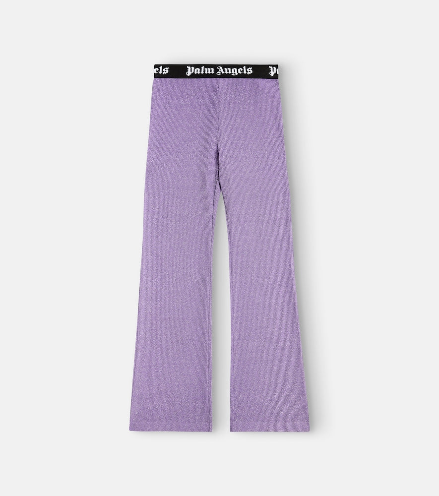 High-rise ribbed-knit flared pants
