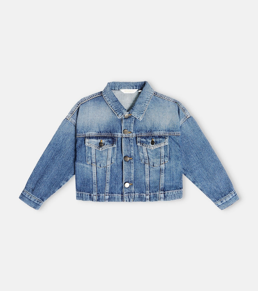 Logo cropped denim jacket