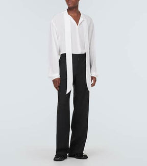 Wool-blend straight pants