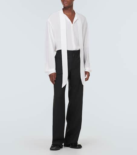 Wool-blend straight pants