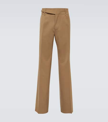 Wool-blend twill suit pants