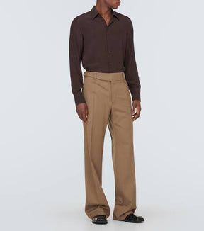 Wool-blend twill suit pants