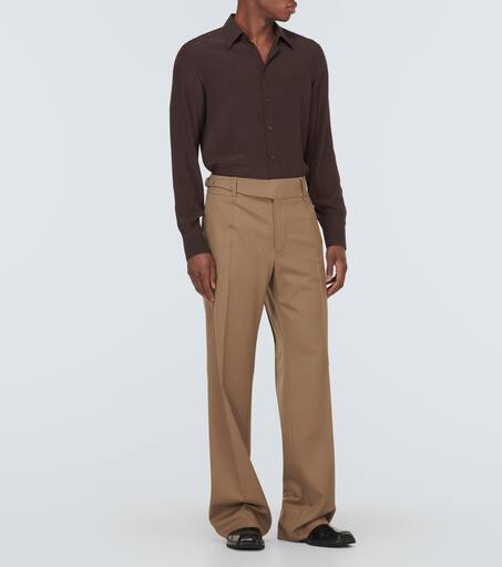 Wool-blend twill suit pants