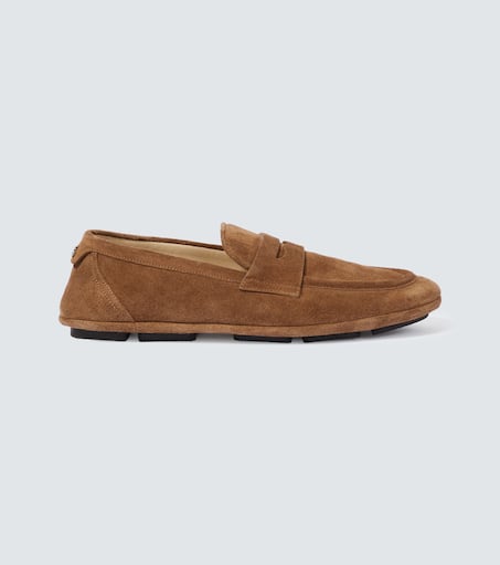 Suede penny loafers
