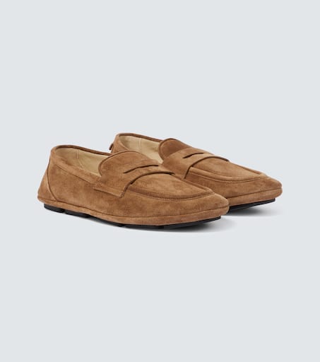Suede penny loafers