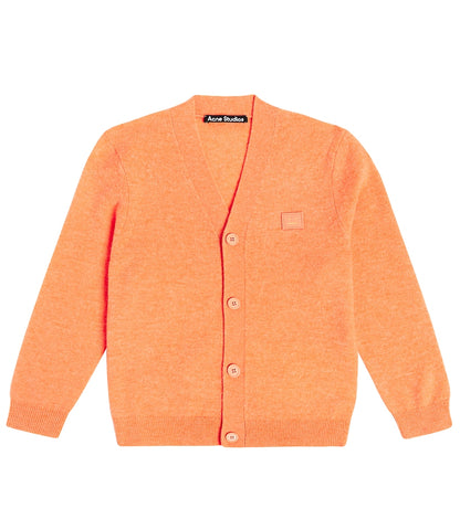 Face Logo V-neck wool cardigan