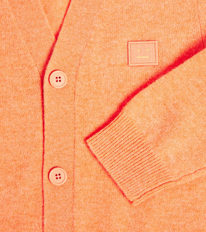 Face Logo V-neck wool cardigan
