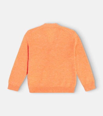 Face Logo V-neck wool cardigan