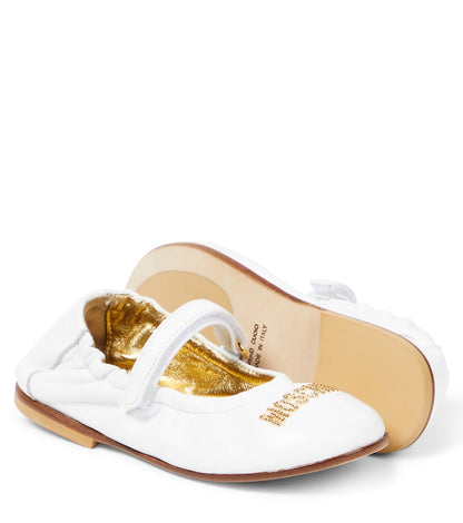 Logo leather ballet flats