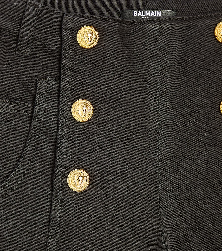 Button-embellished cotton-blend shorts