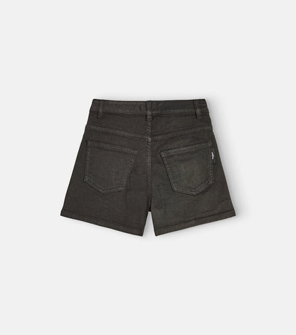 Button-embellished cotton-blend shorts