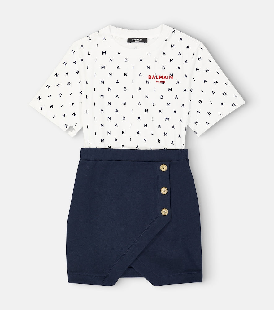 Logo cotton jersey dress