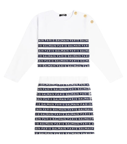 Striped cotton sweatshirt and skirt set