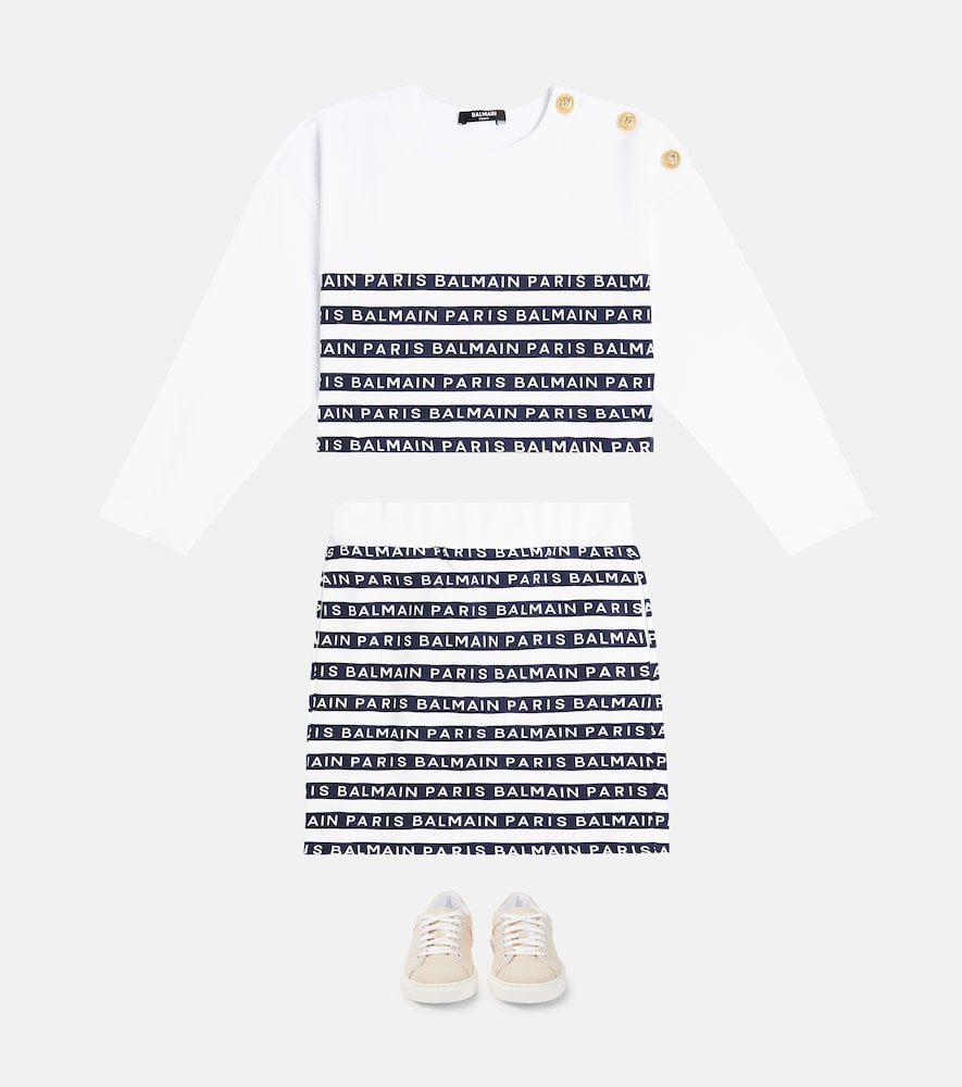 Striped cotton sweatshirt and skirt set