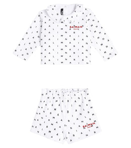Baby logo cotton jersey sweatshirt and shorts set