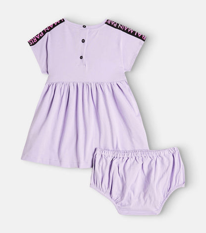 Baby cotton jersey dress and bloomers set