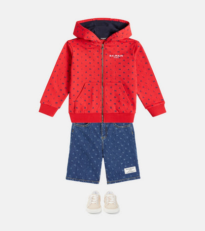 Logo cotton zip-up hoodie