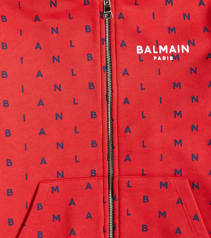 Logo cotton zip-up hoodie