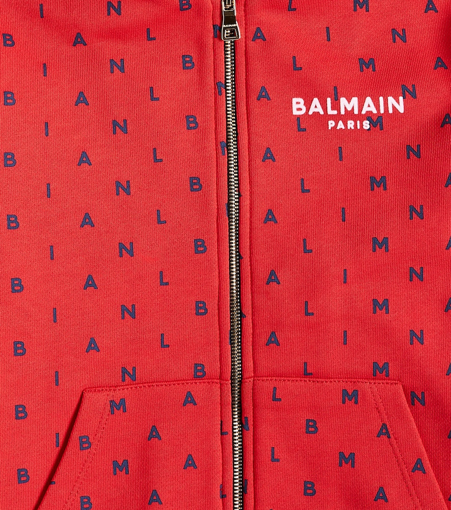 Logo cotton zip-up hoodie