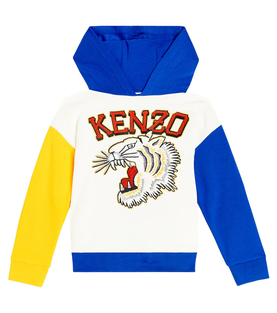 Printed cotton jersey hoodie