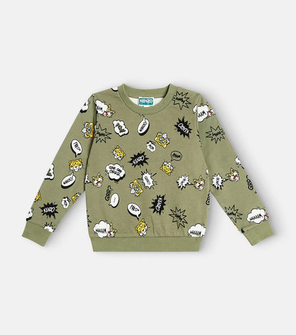 Printed cotton-blend jersey sweatshirt