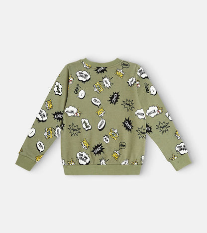 Printed cotton-blend jersey sweatshirt