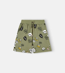 Printed cotton-blend jersey shorts