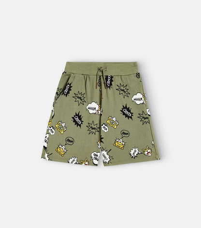 Printed cotton-blend jersey shorts