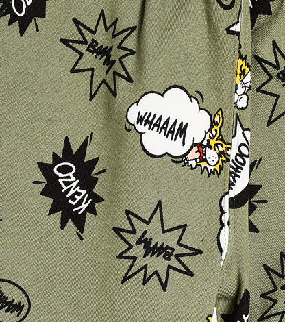Printed cotton-blend jersey shorts