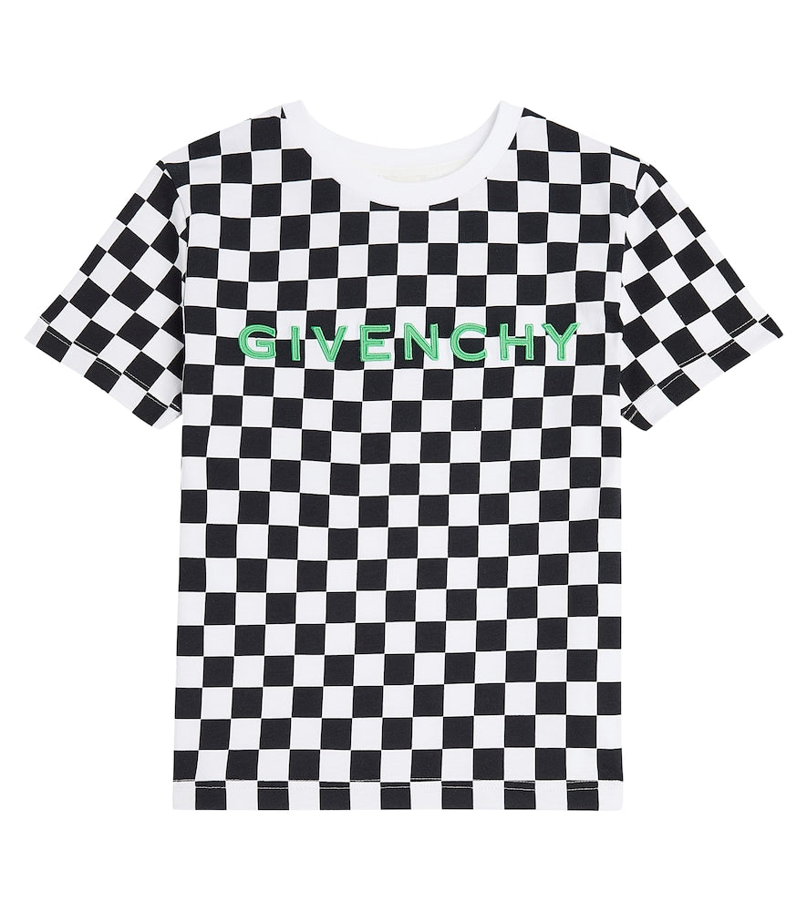 Logo checked cotton jersey T-shirt