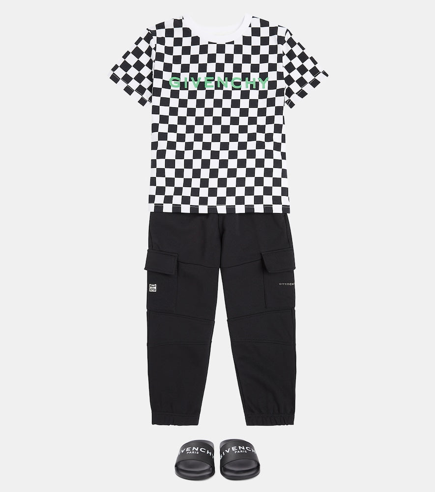 Logo checked cotton jersey T-shirt