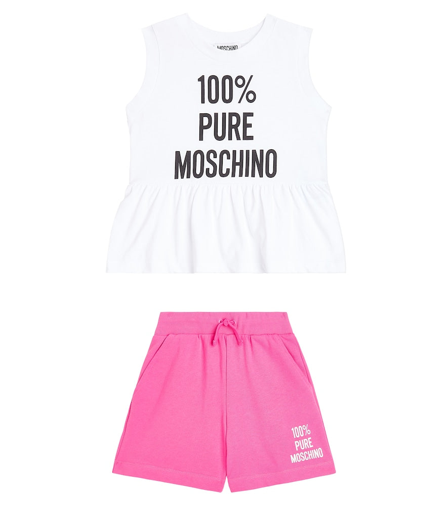 Cotton jersey top and shorts set