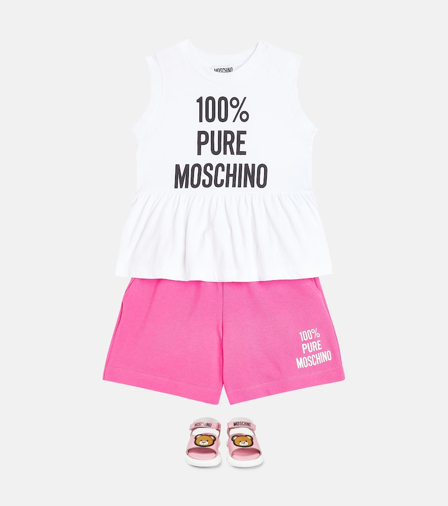 Cotton jersey top and shorts set