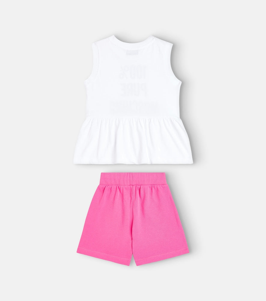 Cotton jersey top and shorts set