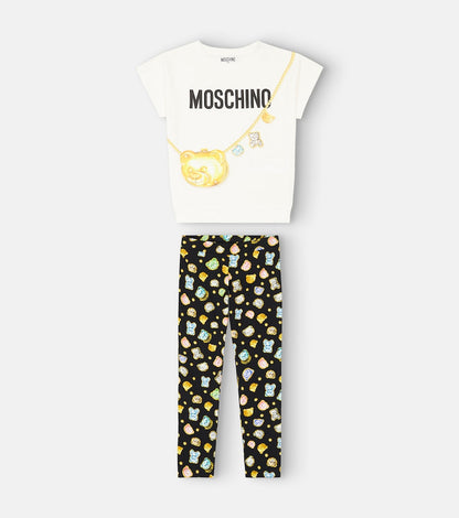 Printed cotton T-shirt and leggings set