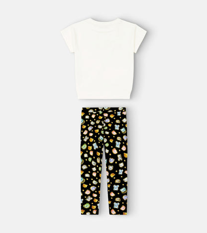 Printed cotton T-shirt and leggings set