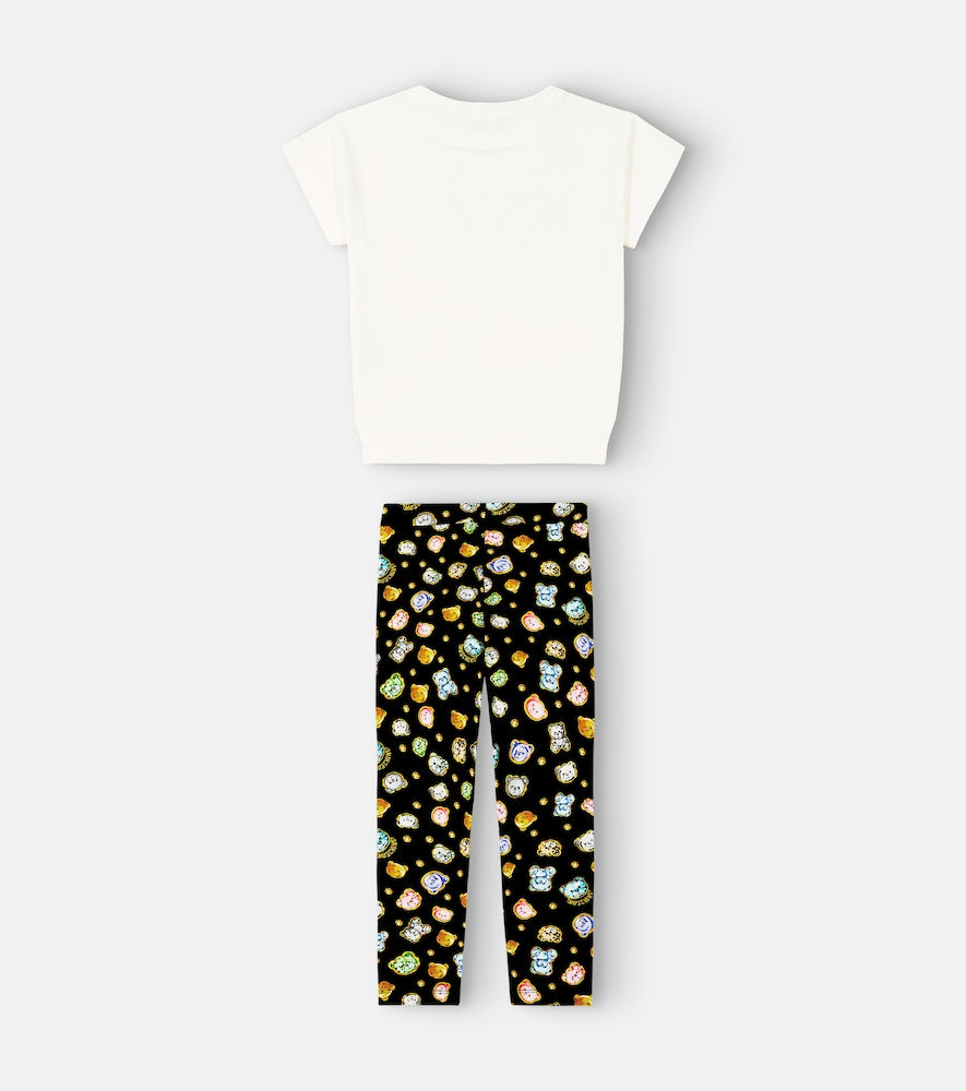 Printed cotton T-shirt and leggings set