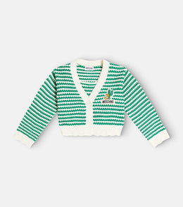 Striped cotton top and cardigan set