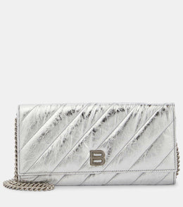 Balenciaga Crush metallic leather wallet on chain