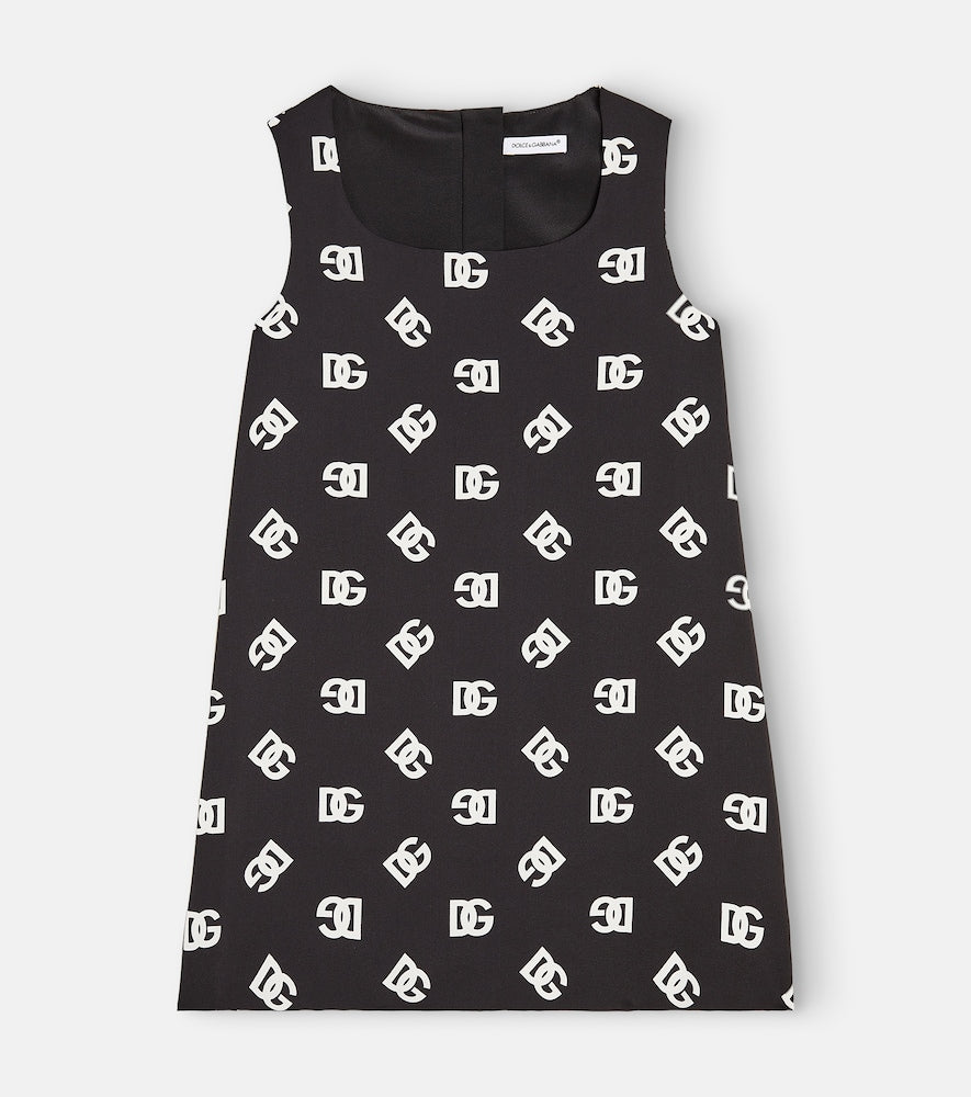 Logo silk-blend dress