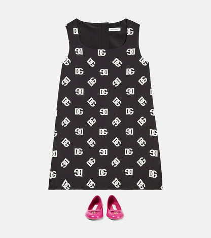 Logo silk-blend dress