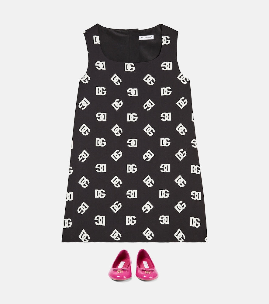 Logo silk-blend dress