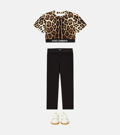 Logo cotton jersey leggings