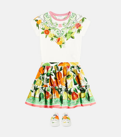 Printed cotton skirt