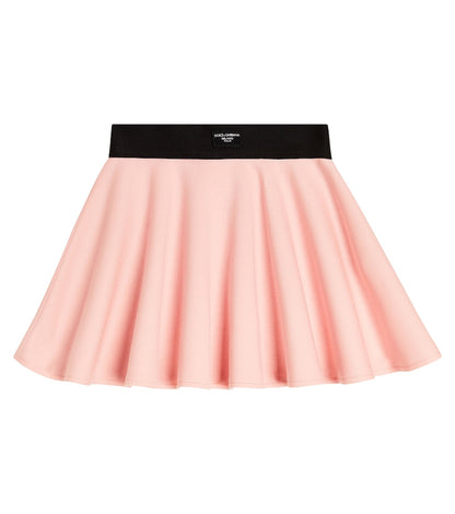 Flared pleated cotton skirt