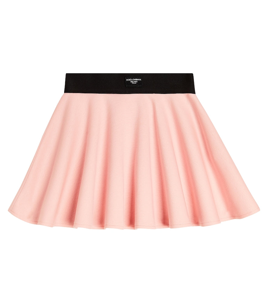 Flared pleated cotton skirt