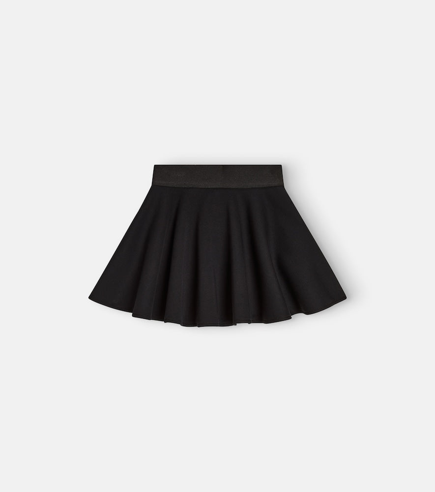 Flared pleated cotton skirt