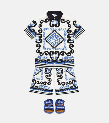 Logo printed cotton Bermuda shorts